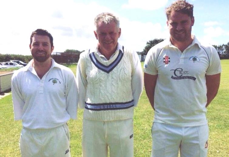 Dan, Gary and Ben Hughes - playing cricket together for Narberth
